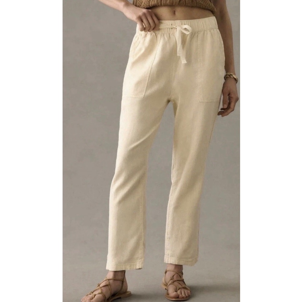 Anthropologie pilcro letterpress linen elastic waist drawstring pants cargo